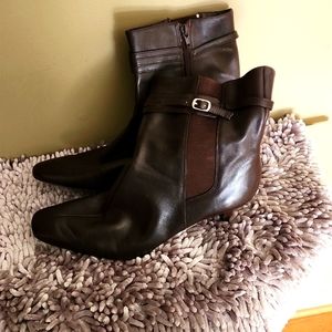 Nine west size 12, 3-inch heel brown leather uppers booties.
